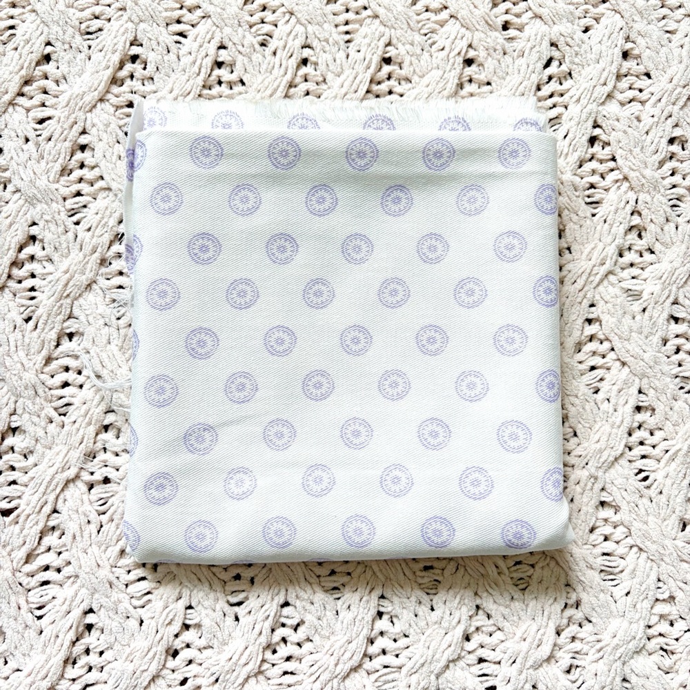Cotton Sewing Fabric - White and Purple Patterned Fabric
